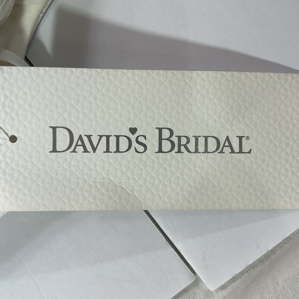 NWT David’s Bridal Ivory Satin V-N Wedding Gown Floral Appliqué on Side Size 16W - Picture 12 of 15